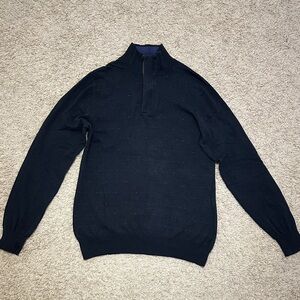 Massimo Dutti Navy Zip-Up Sweater